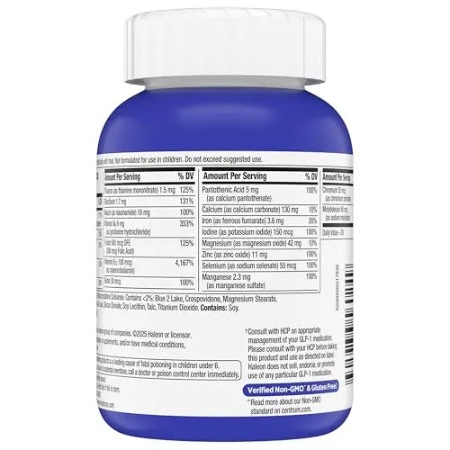 Centrum Nutrient Replenish GLP-1 Nutrition Support Multivitamin for Whole Body Health and Appearance - 180 Tablets, 6 Month Supply Centrum uk supplements