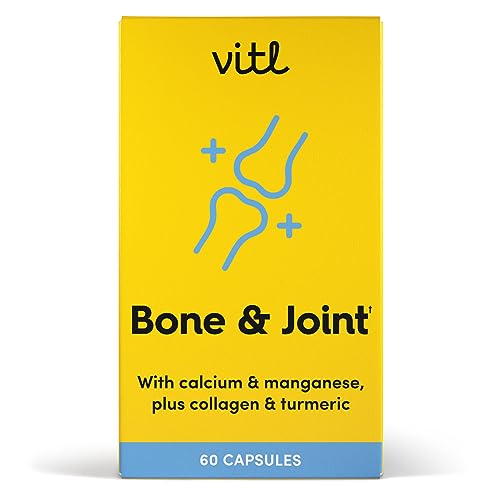 Vitl Bone & Joint Supplement - 60 Capsules - with Calcium, Manganese, Hydrolysed Type II Collagen & Turmeric - Maintenance for Joints, Bones VITL uk supplements