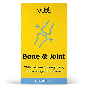 Vitl Bone & Joint Supplement - 60 Capsules - with Calcium, Manganese, Hydrolysed Type II Collagen & Turmeric - Maintenance for Joints, Bones VITL uk supplements