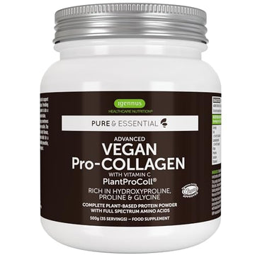Vegan Collagen Powder, Plant-Based Peptide Protein Supplement with Glycine, 21 Amino Acids & Vitamin C, Complete Collagen Igennus Healthcare Nutrition uk supplements