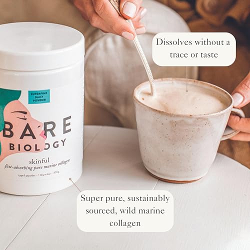 Bare Biology Collagen Powder, 300g/60 Servings - Skinful Pure Marine Collagen Supplement for Skin Bare Biology uk supplements