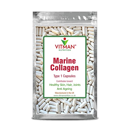 Marine Collagen Capsules - 600mg High Strength Hair, Skin and Joint Supplement VitMan Nutrition uk supplements