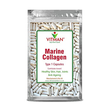 Marine Collagen Capsules - 600mg High Strength Hair, Skin and Joint Supplement VitMan Nutrition uk supplements