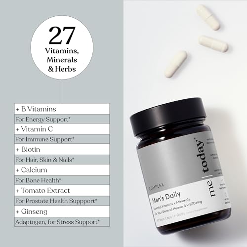 me today Multivitamin for Men, Mineral Supplements with 27 Vitamins, Minerals and Herbs, Including D, C, A, B, Biotin and Zinc, Vegetarian | General Health Supplements | 60 Capsules me today uk supplements