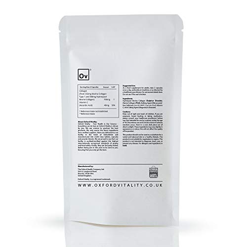 Collagen and Vitamin C Capsules | High Strength and Quality | Oxford Vitality (365) Ov OXFORD VITALITY uk supplements