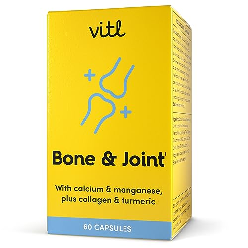 Vitl Bone & Joint Supplement - 60 Capsules - with Calcium, Manganese, Hydrolysed Type II Collagen & Turmeric - Maintenance for Joints, Bones VITL uk supplements