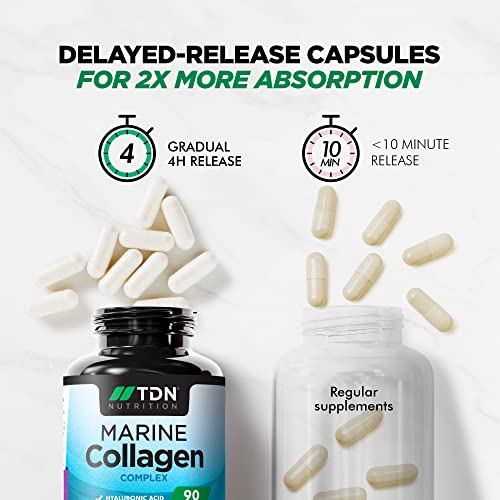 Marine Collagen Capsules 1400mg with Hyaluronic Acid, High Strength Collagen Supplement TDN uk supplements