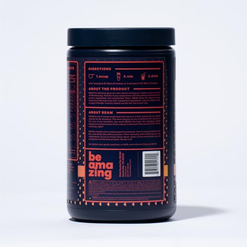 BEAM Be Amazing Vegan Stim Free Pre-Workout Powder | Energy Booster Powdered Drink BEAM uk supplements