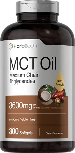 Keto MCT Oil Capsules 3600mg | 300 Softgels | Coconut Oil Pills | Non-GMO and Gluten Horbäach uk supplements