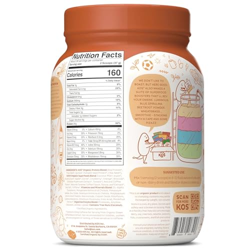 KOS Organic Vegan Protein Powder with 50mg Caffeine, Salted Caramel Coffee KOS uk supplements