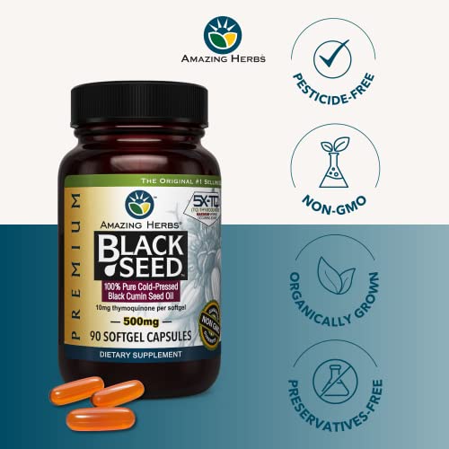 Amazing Herbs Premium Black Seed Oil Capsules - Cold Pressed Nigella Sativa Aids Amazing Herbs uk supplements