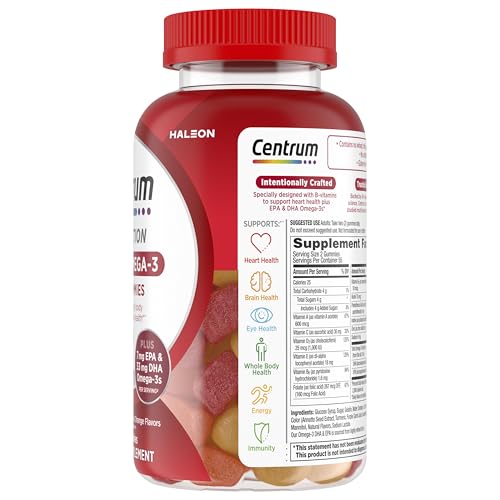 Centrum MultiGummies Multi+ Omega 3 Dual Action, Adult Multivitamin, Multivitamin/Multimineral/Omega 3 Centrum uk supplements