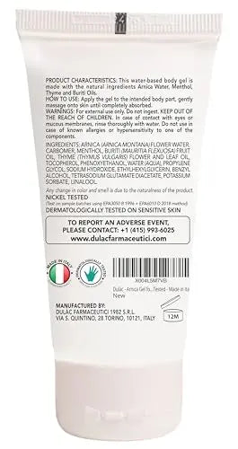 Dulac Arnica Body Massage Gel – Water-Based Cosmetic Massage Gel with Arnica Montana, Fast-Absorbing Lightweight Texture, Non-Greasy Feel, Dermatologically Tested, 1.7 Fl Oz DULÀC FARMACEUTICI 1982 uk supplements
