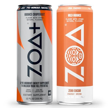 ZOA Energy Drink & ZOA+ Pre-Workout Bundle, Orange Grapefruit and Wild Orange, 12 Fl Oz ZOA uk supplements