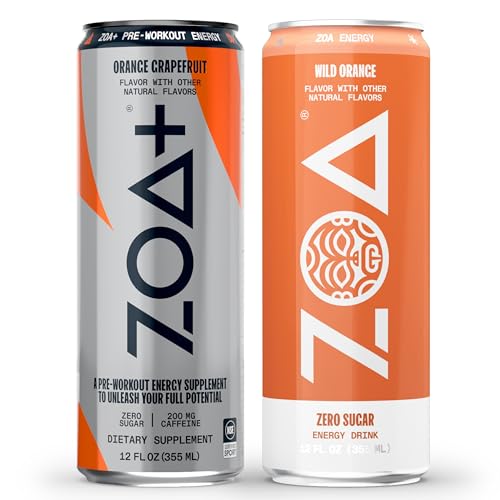 ZOA Energy Drink & ZOA+ Pre-Workout Bundle, Orange Grapefruit and Wild Orange, 12 Fl Oz ZOA uk supplements