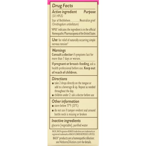 Bach Original Flower Remedies, Star of Bethlehem for Grief and Shock (Non-Alcohol Formula) Bach uk supplements