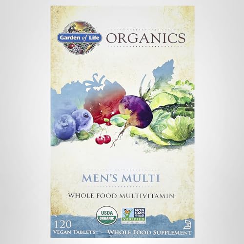 Garden of Life Organics Whole Food Multivitamin for Men, 120 Tablets, Vegan Mens Vitamins and Minerals for Health and Well-Being, Certified Organic Vegan Multi Garden of Life uk supplements