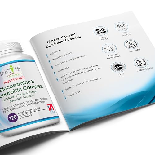 Glucosamine and Chondroitin High Strength Complex with MSM, Vitamin C, Ginge Incite Nutrition uk supplements