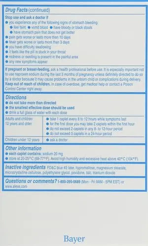 Aleve Caplets, Naproxen Sodium 220 mg (NSAID), Pain Reliever/Fever Reducer, #1 Orthopedic Surgeon Recommended, 270 Count Aleve uk supplements
