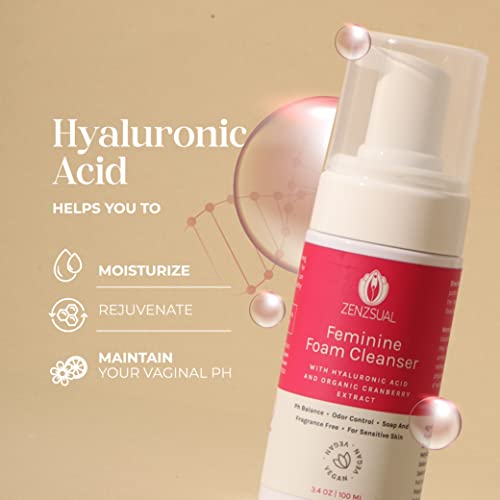 ZENZSUAL Feminine Foam Cleanser with Hyaluronic Acid and Organic Cranberry Extract – PH Balance ZENZSUAL uk supplements