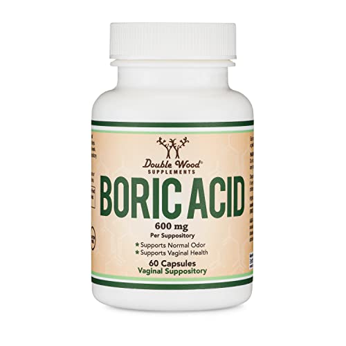Boric Acid Vaginal Suppositories (600mg, 60 Count) Supports Vaginal pH Balance, Odor Control Double Wood Supplements uk supplements