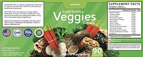 90 Capsules Each Bottle 540 Capsules superfoods Veggies Greens and Reds Fruits Triple Alpha Pure uk supplements
