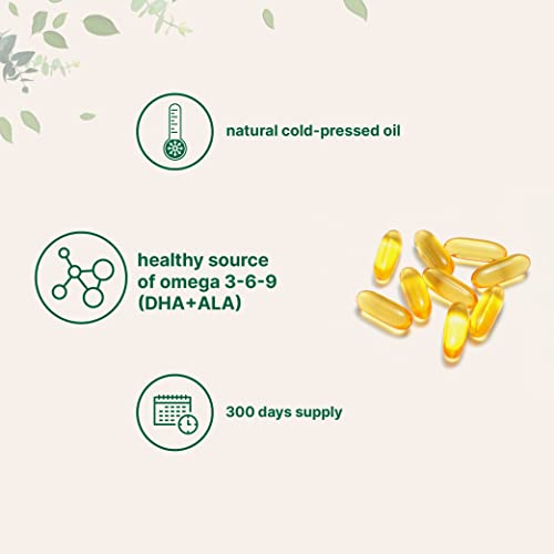 Flaxseed Oil 1400mg Softgels, 300 Counts | w/ 700mg ALA Omega 3, Cold Pressed Micro Ingredients uk supplements