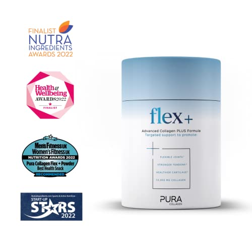 Pura Collagen Powdered Supplement Flex+, 10,000 mg Hydrolysed Peptides, Vitamin C & Manganese Pura Collagen uk supplements