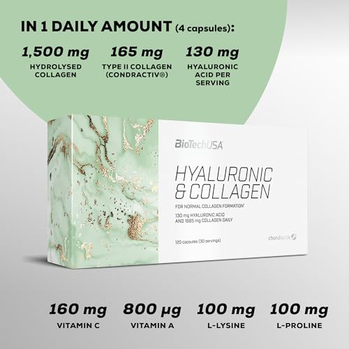 BioTechUSA Hyaluronic&Collagen, Food Supplement Capsules containing Collagen, hyaluronic Acid BioTechUSA uk supplements