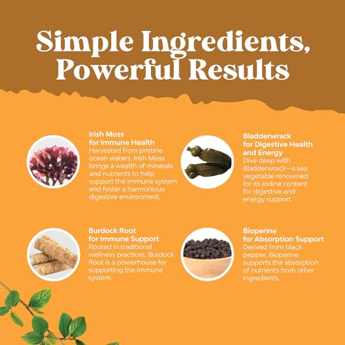 Organic Irish SeaMoss Capsules - Sea Moss and Bladderwrack Capsules with Burdock Natures Craft uk supplements