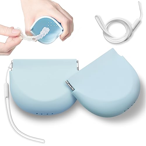 2 Pack Silicone Retainer Case with Lanyard Soft Slim Cute Aligner Case Holder Dental Thin onbuwws uk supplements