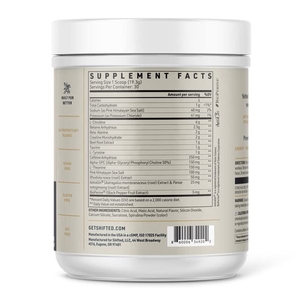 SHIFTED Premium Pre Workout Powder, Energy & Focus Supplement with Creatine Monohydrate SHIFTED uk supplements