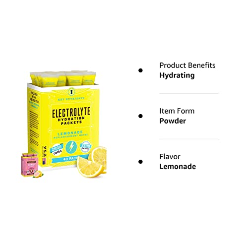 KEY NUTRIENTS Multivitamin Electrolytes Powder Packets - Refreshing Lemonade 40 Pack Hydration Packets - Travel Hydration Powder - No Sugar, No Calories, Gluten Free - Made in USA KEY NUTRIENTS uk supplements