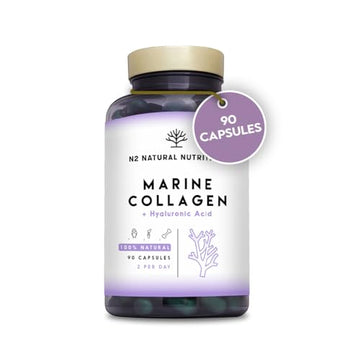Marine Collagen with Hyaluronic Acid for Skin Care, Hair Care, Joints. Magnesium, Vitamin C. Hydrolysed Collagen Supplements N2 Natural Nutrition uk supplements
