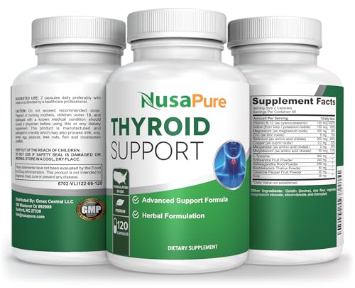 NusaPure Premium Thyroid Support Supplement (Non-GMO) 120 caps for with Ashwaganda NusaPure uk supplements