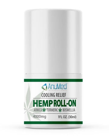 ANUMED Hemp Roll-On 4000mg Pain Relief. Fast Acting, Long Lasting, Maximum Strength with Arnica + Turmeric for Anti-Inflammatory, Natural Recovery, Joint, Muscle, Nerve Pain Reliever 2 Packs of (1oz) AnuMed International uk supplements
