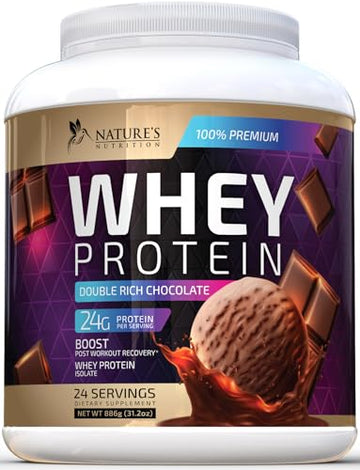 Whey Protein Powder 24g - Chocolate Ice Cream Whey Isolate Protein for Muscle Growth Nature's Nutrition uk supplements