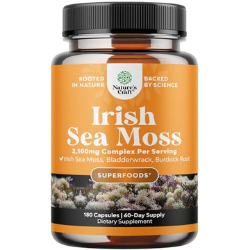 Organic Irish SeaMoss Capsules - Sea Moss and Bladderwrack Capsules with Burdock Natures Craft uk supplements