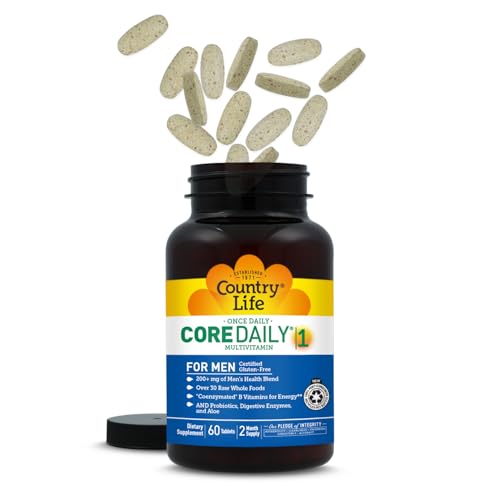 Country Life Core Daily-1 for Men - Multivitamin with Probiotics, Saw Palmetto, Pumpkin Seed Extract, and Coenzymated B Vitamins - Gluten-Free and Vegetarian - 60 Tablets Country Life uk supplements