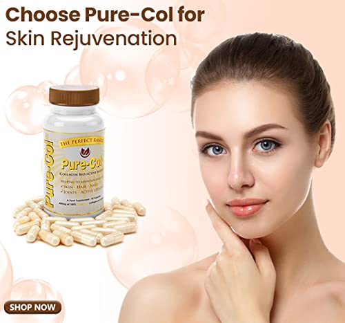 Pure-COL Collagen 90 Capsules 400mg Bio-Active Matrix High Strength Collagen Tablets The Perfect Range uk supplements