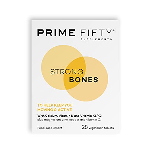 Prime Fifty Strong Bones Supplements – 28 Multivitamin Tablets with Calcium, Magnesium FutureYou Cambridge uk supplements