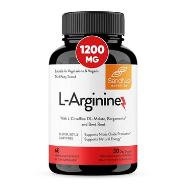 Sandhu's L-Arginine with Nitric Oxide Precursor | Made in The USA| 30 Days Supply Sandhu's uk supplements