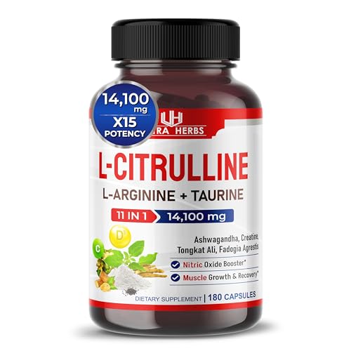 L-Citrulline 14,100 mg 11 in 1 with L-Arginine + Taurine, Ashwagandha, Creatine, Tongkat Ali ULTRA HERBS uk supplements
