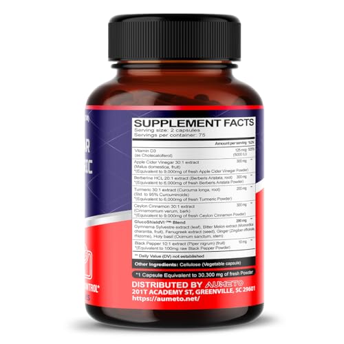 Apple Cider Vinegar 9000mg Berberin 6000mg Ceylon Cinnamon 9000mg Turmeric 6000mg AUMETO uk supplements