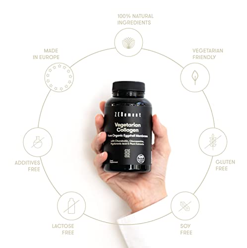 Vegetarian Collagen, from Organic Eggshell Membrane, 120 Capsules | with Glucosamine, Chondroitin, Hyaluronic Acid and Plant Extracts Zenement uk supplements