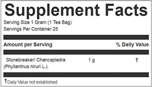 Stone Breaker Chanca Piedra Herbal Tea - 100% Naural from Peru ( 25 Tea Bags ) Natural Kidney Cleanse & Gallbladder Stones Support– Detoxify Urinary Tract, Flush Impurities, Clear Urinary System Wuguny uk supplements