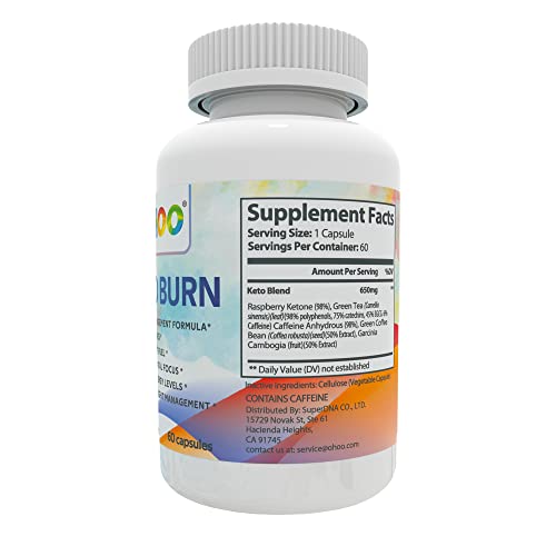 OHOO Keto Burn Weight Loss Supplement 650 Mg - Natural Keto 5 Increases Ability to Burn Fat OHOO uk supplements