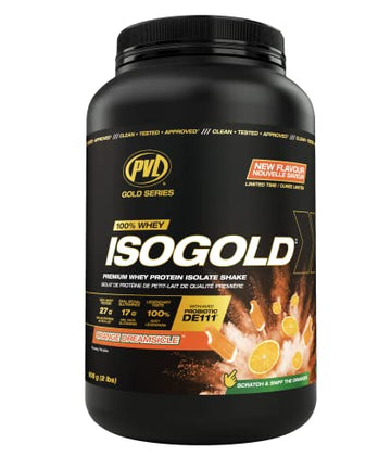 PVL ISO Gold – Grass Fed - Premium Isolate 100% Whey Protein Shake - Orange Krush'd - 908 g PVL uk supplements
