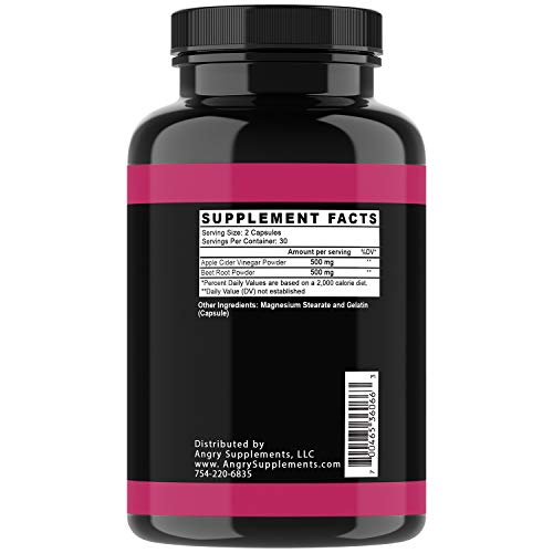 Angry Supplements Apple Cider Vinegar + Beet Root Capsules, Detox Pills, Nitric Oxide Angry Supplements uk supplements