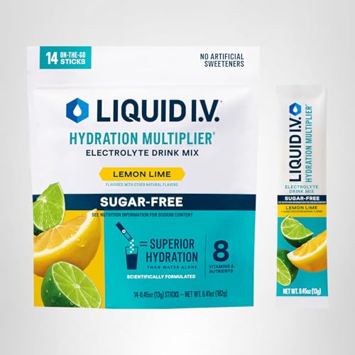 Liquid I.V.® Hydration Multiplier Sugar-Free - Lemon Lime | Electrolyte Powder Drink Mix | 1 Pack(14 Servings) Liquid I.V. uk supplements